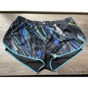 Fabletics  Athletic Running Shorts with Blue Abstract Print Pattern‎ Size Large